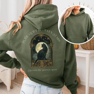 In the Quiet Between Stars Moonlit Cat Hoodie