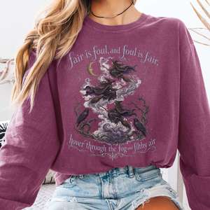 Halloween Bookish Tees: Fair Is Foul and Foul Is Fair Macbeth Shakespeare Long Sleeve