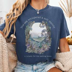 The Sea Whispered A Soft Melody for the Waiting Moon Poetry Tee