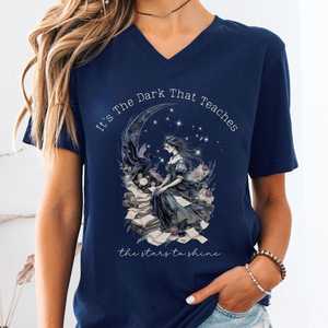 Edgar Allan Poe Shirt Edgar Allan Poe Sweatshirt Poe Clothing: It's the Dark That Teaches the Stars to Shine Poe Inspired V-neck
