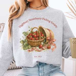 Sweatshirts: Highbury Strawberry-Picking Society Jane Austen Emma Literary Crewneck Sweatshirt