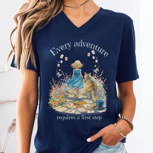 Every Adventure Requires a First Step Alice V-neck