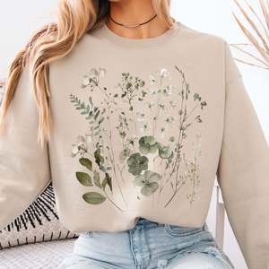 Sage and White Wildflower Sweatshirt