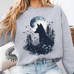 Whimsical Witchy: Mystical Fox Silhouette Sweatshirt