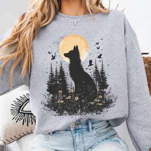 Whimsical Witchy: Mystical Fox Under Yellow Moon Sweatshirt