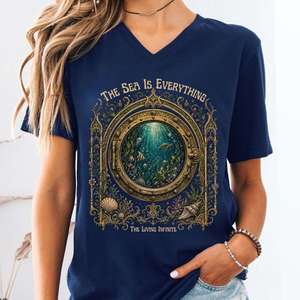 V Neck Tees: The Sea Is Everything Twenty Thousand Leagues Under the Sea Literary V-Neck