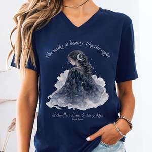 She Walks in Beauty Lord Byron Literary V-Neck