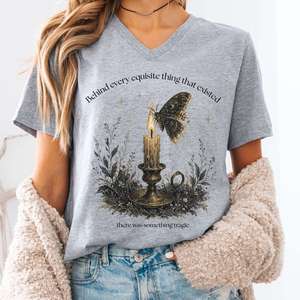 Behind Every Exquisite Thing Dorian Gray Oscar Wilde Literary V-Neck