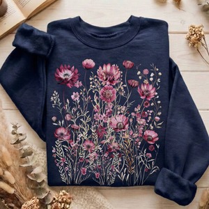 Sweatshirts: Maroon Wildflower Sweatshirt