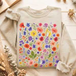 Vibrant Floral Wildflower Cottagecore Sweater