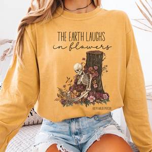 Long Sleeve Tees: The Earth Laughs in Flowers Ralph Waldo Emerson Long Sleeve Tee