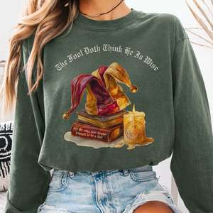 Long Sleeve Tees: The Fool Doth Think He Is Wise Shakespeare Long Sleeve Tee