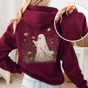 Halloween Bookish Tees: Wildflower Ghost Halloween Hoodie