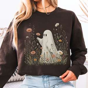 Halloween Bookish Tees: Wildflower Ghost Halloween Sweatshirt