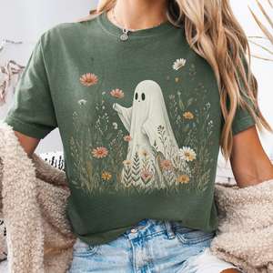 Halloween Bookish Tees: Wildflower Ghost Halloween T-Shirt