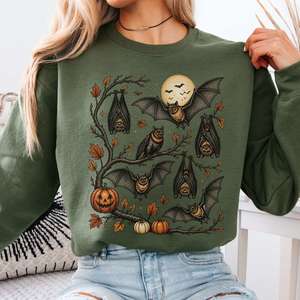 Sweatshirts: Moonlit Bats Halloween Sweatshirt
