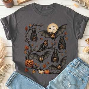 All T Shirts: Moonlit Bats Halloween T-Shirt