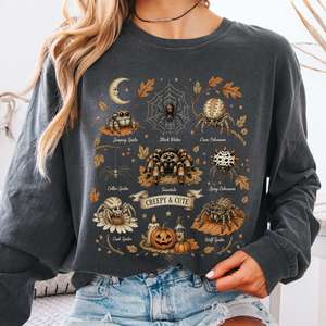 Long Sleeve Tees: Creepy & Cute Arachnids Halloween Long Sleeve