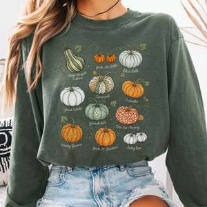 Long Sleeve Tees: Pumpkin Varieties Halloween Long Sleeve