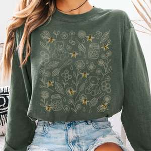 Long Sleeve Tees: Honey, Bears & Bumblebees Cottagecore Long Sleeve