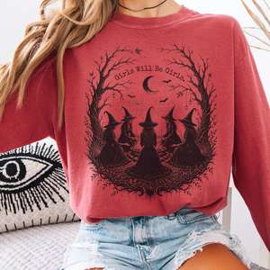 Long Sleeve Tees: Girls Will Be Girls Halloween Long Sleeve