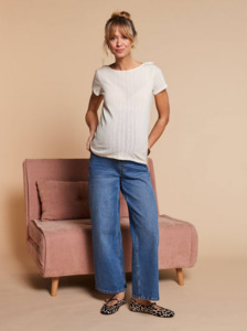 Wide Leg Jeans with Seamless Belly Band - Maternity