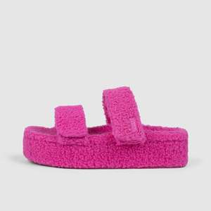 Accessories: Pink Two Strap Sherpa Platform