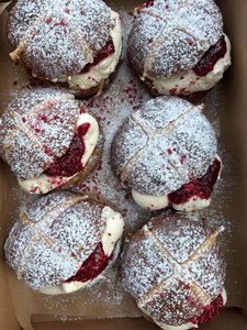 Cream and Jam Brioche hot X buns - 6pc box (Available Tuesday to Friday, except Good Friday)
