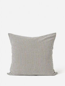 Cushions Bedding: Gingham Washed Cotton Cushion - Olive