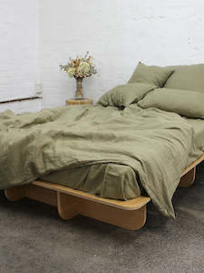 Linen Duvet Cover - Green Moss