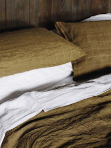 Grid Linen Duvet Cover - Seaweed/Olive