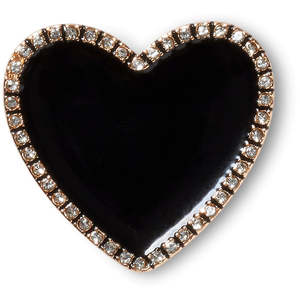 Jibbitz: Jibbitz Black Heart with Gold Outline