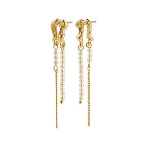 Accessories: Vincent White Earrings - Gold Plated