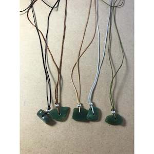 Costume Necklace Pendants: Corded Greenstone Necklace