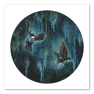 New Zealand Prints: Dance Of The Tui NZ Print 28 x 35 cm
