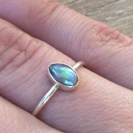 Greenstone Paua Rings: Rare Paua Pearl Silver Ring