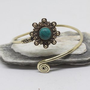 Brass Silver Played Bangles: Ignatia Stone Brass Bangle