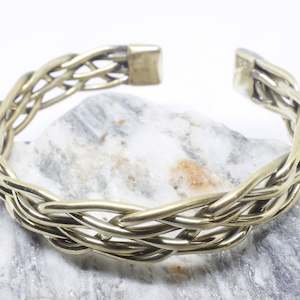 Brass Silver Played Bangles: Brass Wire Knot Bangle