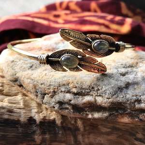Brass Silver Played Bangles: Feather Brass Bangle