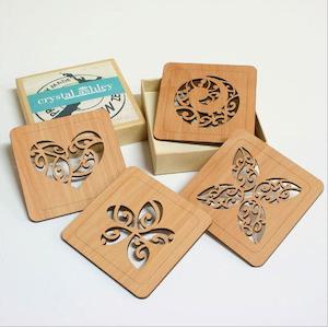 Kitchenware: Rimu Kowhaiwhai Coasters