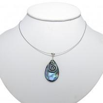 All Pendants Necklaces: Koru Tear Drop Paua Necklace