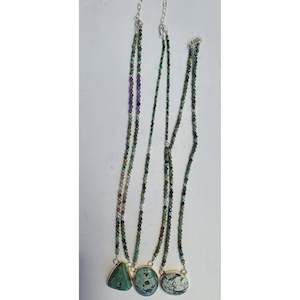 Storm Turquoise Oval Triangle Sterling Silver Necklace