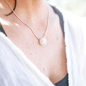 All Pendants Necklaces: Adana Gemstone Round Sterling Silver Necklace