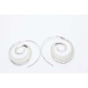 Brass And Silver Plated Earrings: Oval Wave Silver Plated Earrings