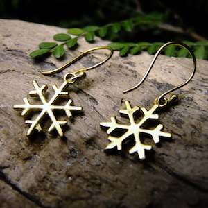 Brass And Silver Plated Earrings: Snowflake Brass Earring