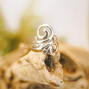 Double Swirl Dot Sterling Silver Rings