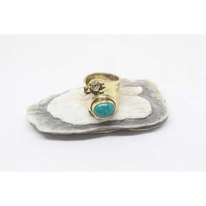Oval Stone Wrap Brass Ring