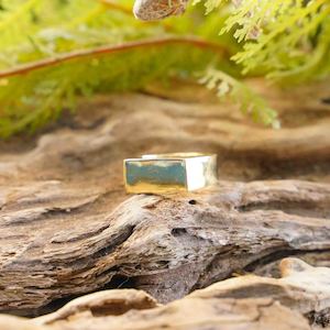 Brass And Silver Plated Rings: Hugo Square Brass Rings