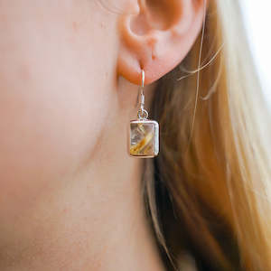 Silver And Gemstone Earrings: Lola Square Gemstone Sterling Silver Earrings