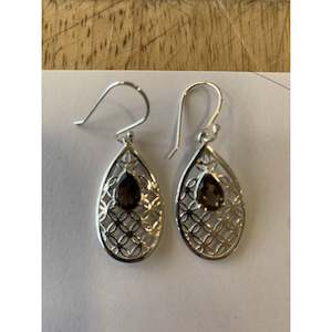 Silver And Gemstone Earrings: Flower Of Life Teardrop Sterling Silver Earrings